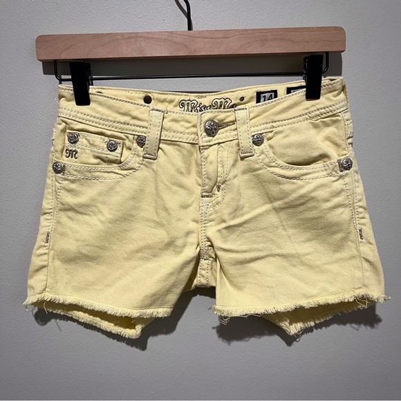 Miss Me Girls Denim Shorts Yellow Size 14 - Picture 2 of 8